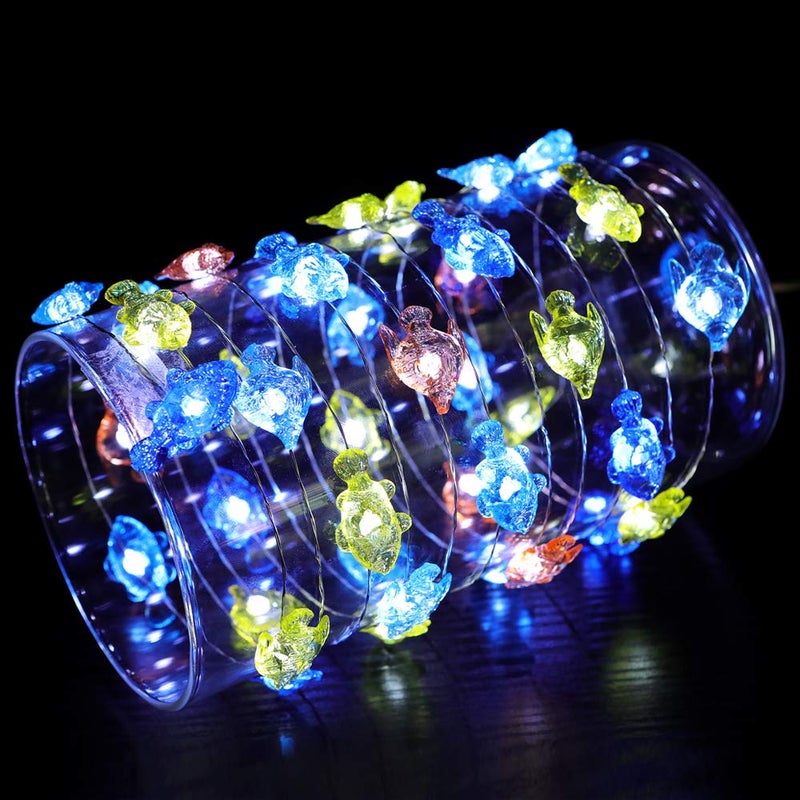 WSgift Tropical Fishes Decorative String Lights, 18.7 Ft 40 LED USB Plug-in Silver Copper Wire Beach Theme Fairy Lights for Indoor Outdoor Decoration Projects (Cool White, Remote Control with Timer) - Image 4